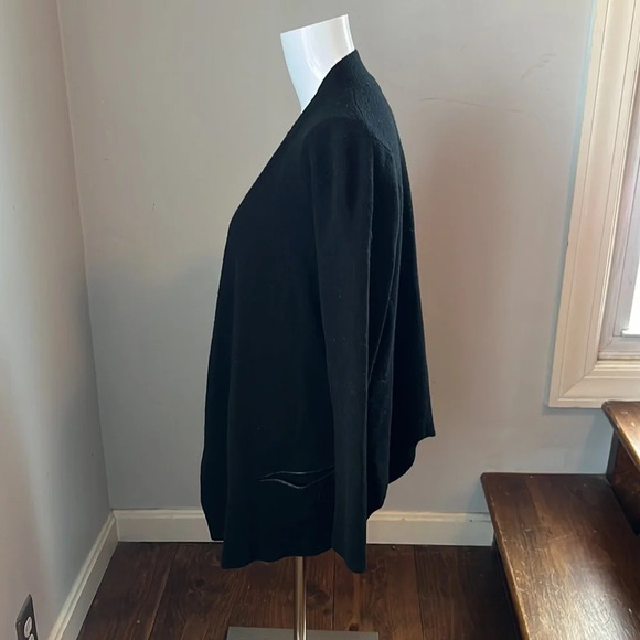 Eileen Fisher Open-Front Merino Wool Cardigan in Black Size Medium Petite - Picture 5 of 6